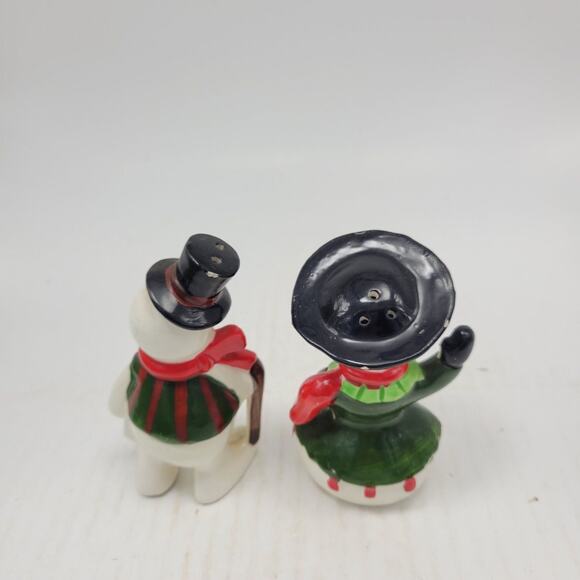 Vintage Kreiss Salt Pepper Shakers, Snowman Couple, MCM Christmas Decor - Picture 2 of 6